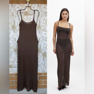 Camille Charrere NA-KD Thin Knit Spaghetti Strap Maxi Dress small